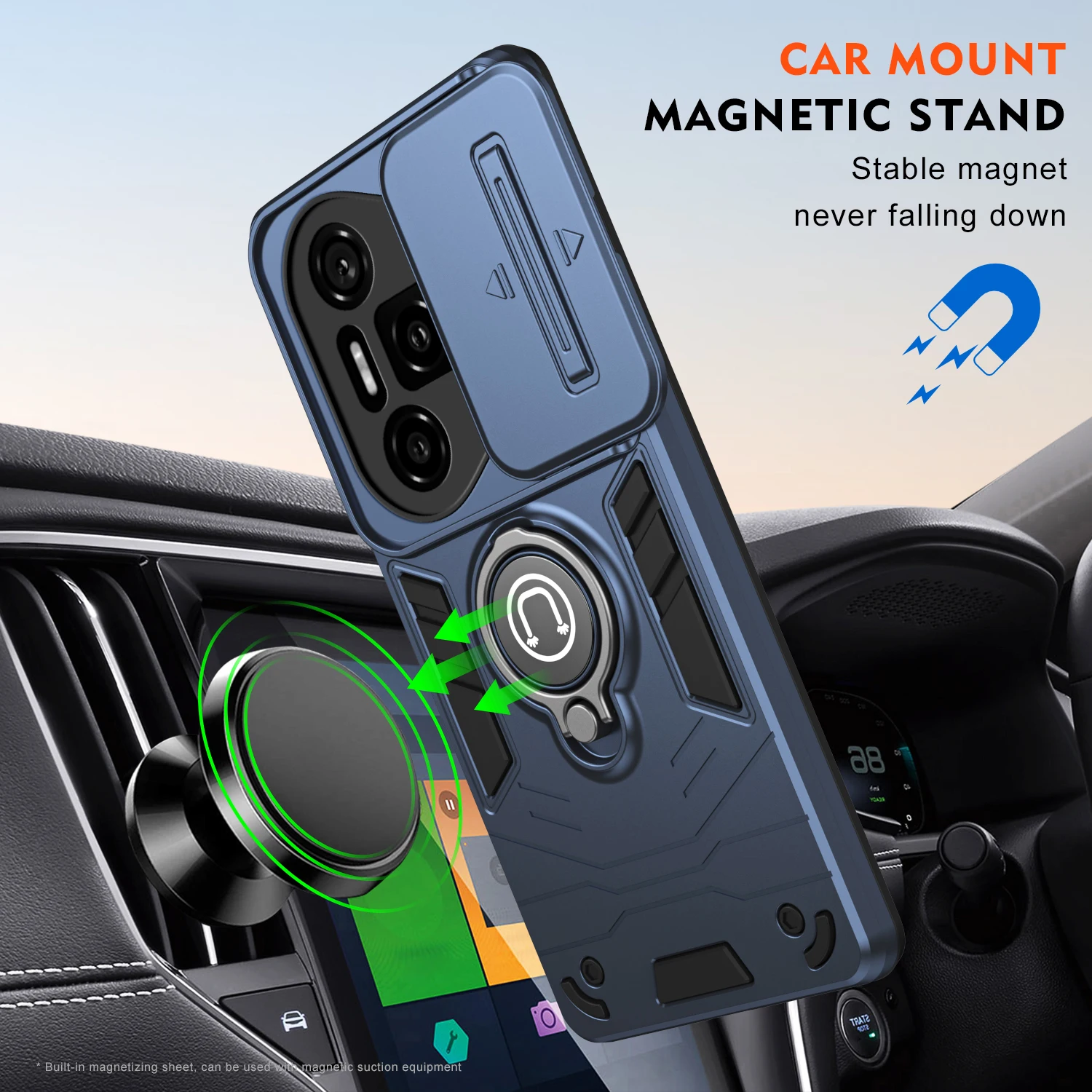 Dual-Layer Protective Phone Case with 360° Rotatable Metal Bracket and Camera Lens Guard