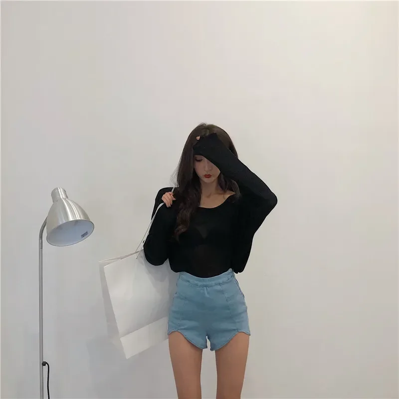 Short Jeans 2021 Spring and Summer Retro Chic Vintage Korean Fashion High Waist Zipper Irregular Sexy Stretch Denim Women Shorts