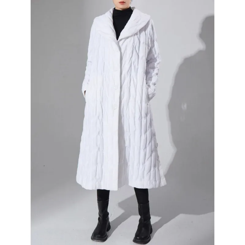 

GGHK Miyake Pleated Solid Color Women Trench Coat Fall/Winter New Loose Big Yards Design Thicken Female Long Jacket Retro Robe