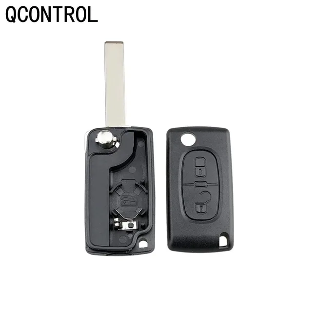 รีโมทรถยนต์แบบพับได้ QCONTROL CE0536 รุ่น 207 307 308 ปุ่มกด 2 ปุ่ม ความถี่ 433mhz ใบมีดกุญแจ VA2 สำหรับรถยนต์ Peugeot Citroen 4