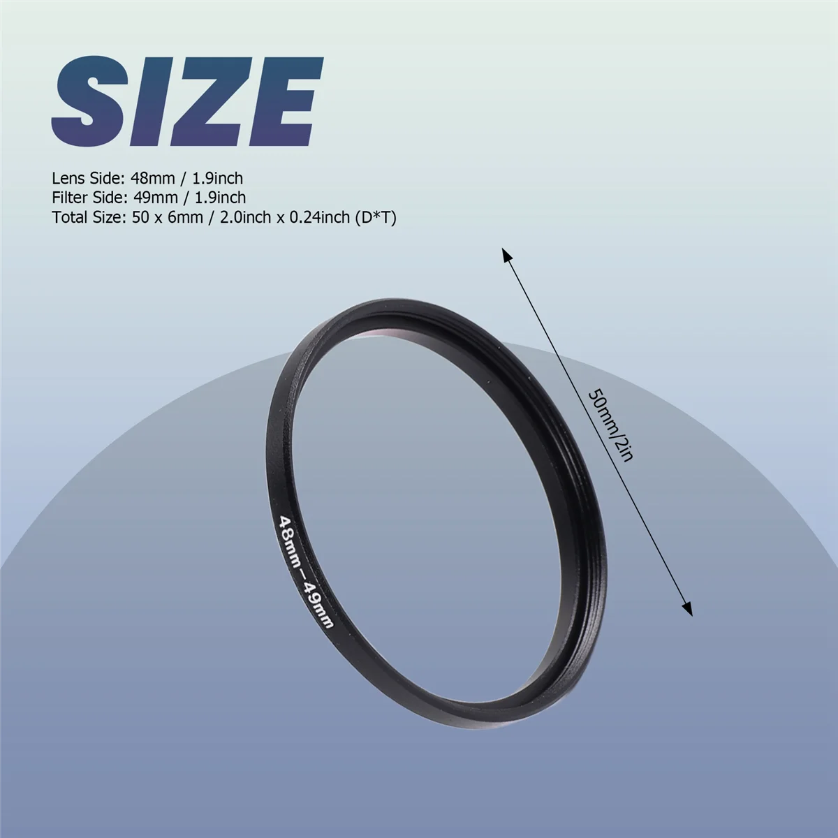 Universal 48mm to 49mm Step-Up Camera Lens Filter Adapter Ring