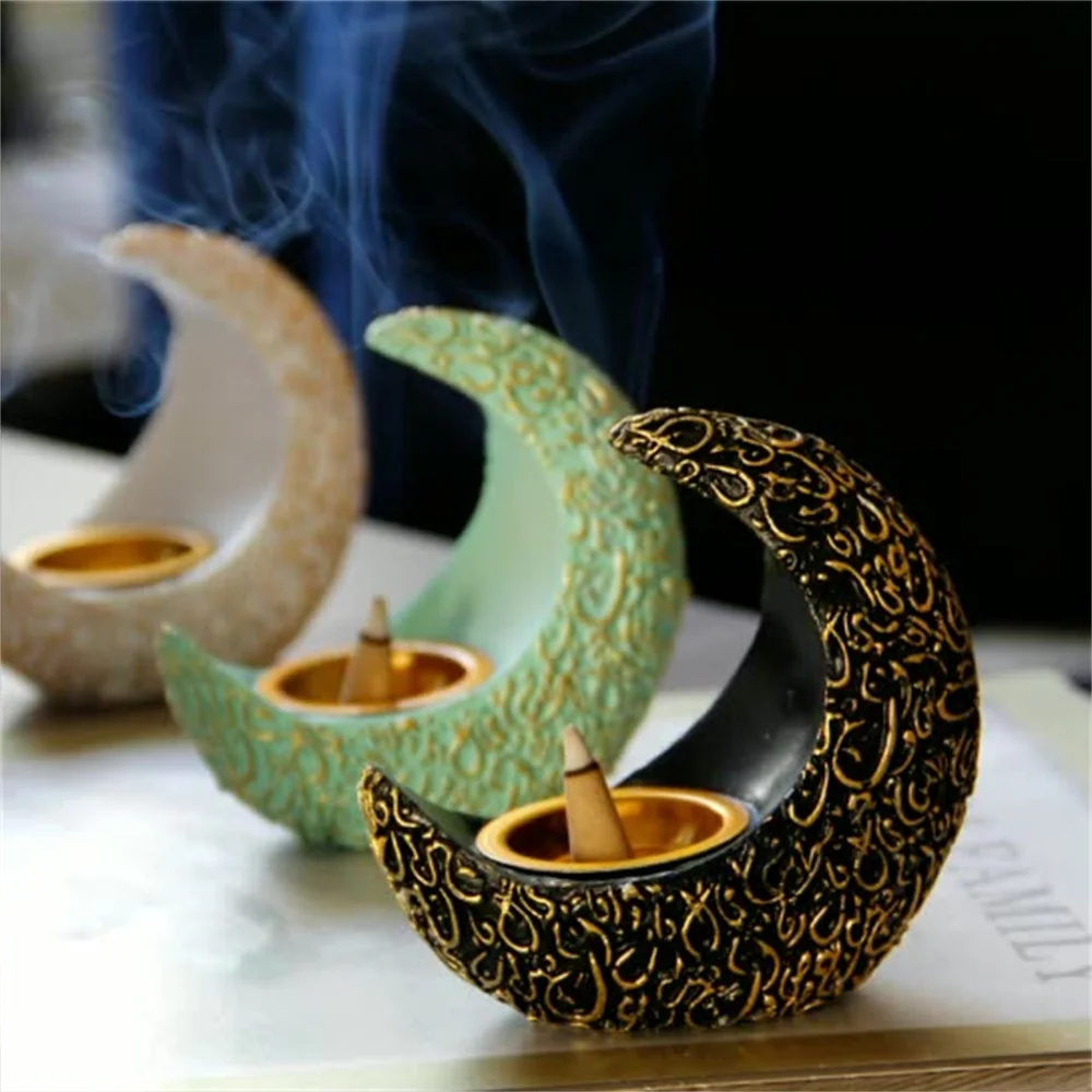 Crescent Resin incense burner ceramics middle East Ramadan festival Arabia decor Living Room Decorations Incense Base