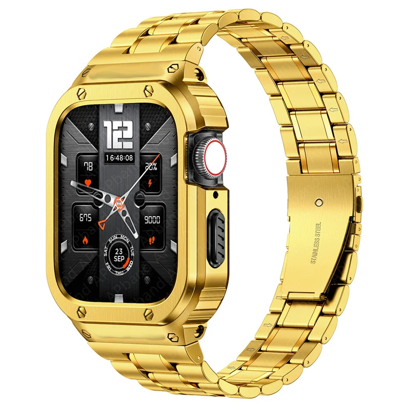 Stainless Steel Case+Strap For Apple Watch Band 44mm 45mm 49mm 40mm Bumper Cover Accessories iwatch Ultra series 8 6 SE 7 Strap