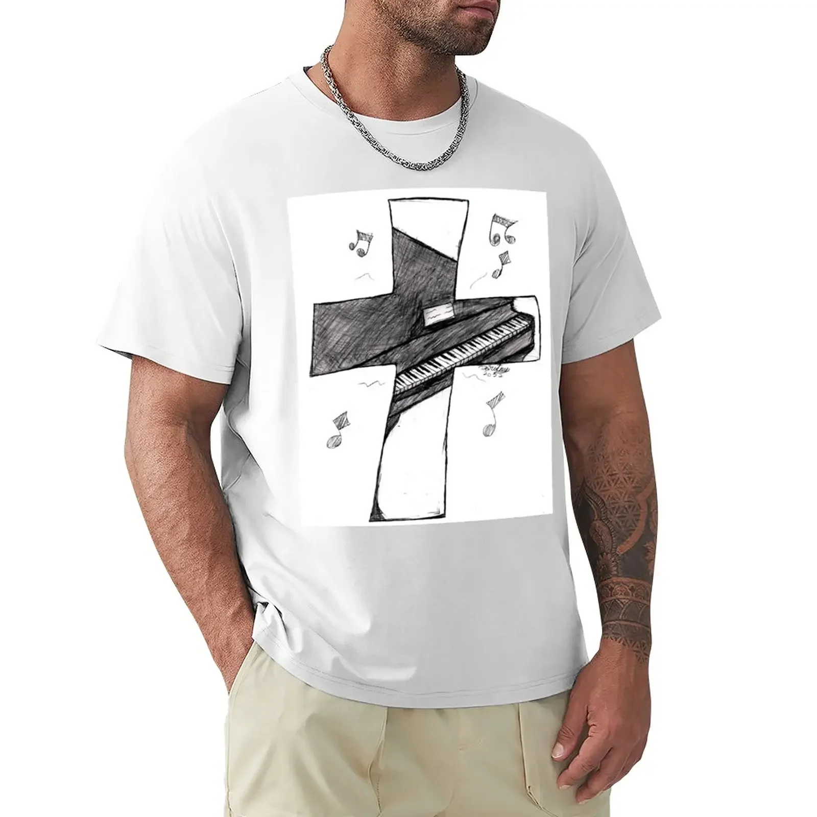 

The Cross and the Piano - Artwork by Dorothy T-Shirt plain heavyweights t shirts for men graphic