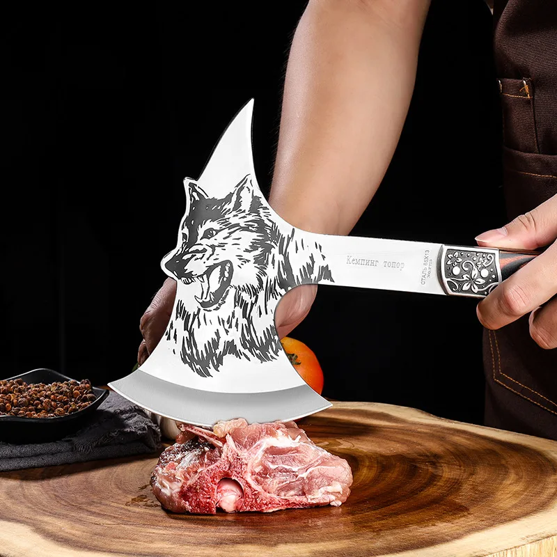 Outdoor stainless steel high hardness fire axe, household bone chopping axe, camping portable logging survival axe 3