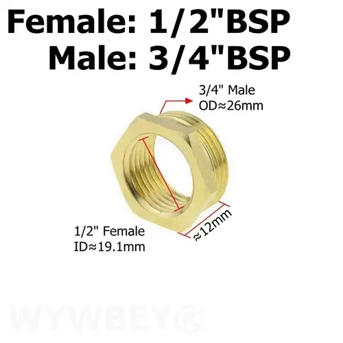 Brass Hex Bushing Reducer Pipe Fitting 1/8 1/4 3/8 1/2 3/4 F to M Threaded Reducing Copper Water Gas Adapter Coupler Connector - Image 9