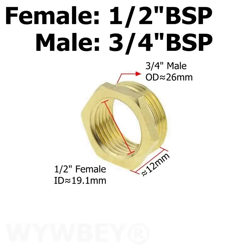 Brass Hex Bushing Reducer Pipe Fitting 1/8 1/4 3/8 1/2 3/4 F to M Threaded Reducing Copper Water Gas Adapter Coupler Connector - Image 9