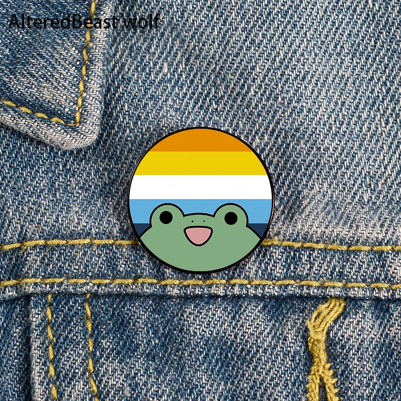 

AroAce Flag Pride Frog Pin Custom Brooches Shirt Lapel teacher tote Bag backpacks Badge Cartoon gift brooches pins for women