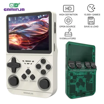 GAMINJA Nuova console per videogiochi portatile retrò open source integrata in emulatore di schede da 64 GB per PS1/PSP/DC/N64/SS Schermo IPS da 3,5 pollici 1