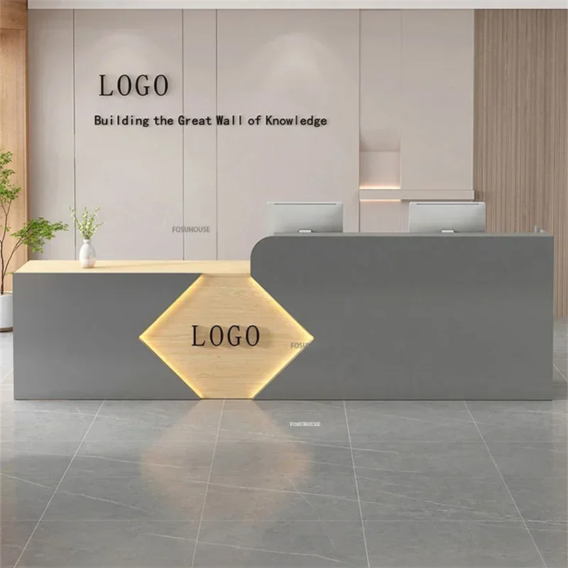 Company Front Desk Beauty Salon Pink Reception Desk Clothing Store Cashier Training Institution Information Service Counter
