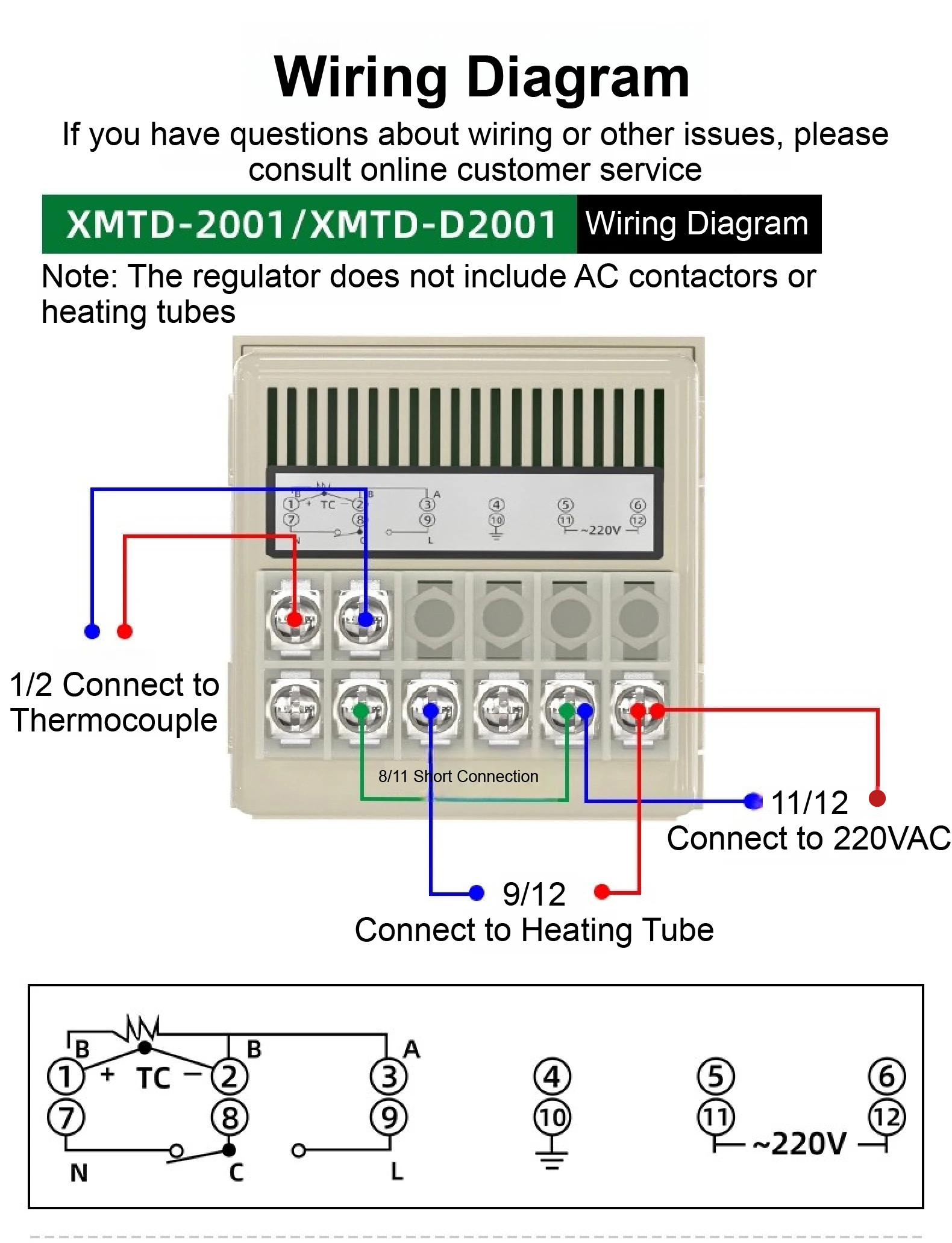 XMTD-2001 Digital Temperature Controller Thermostat 220V 380V K Type PT100 399℃