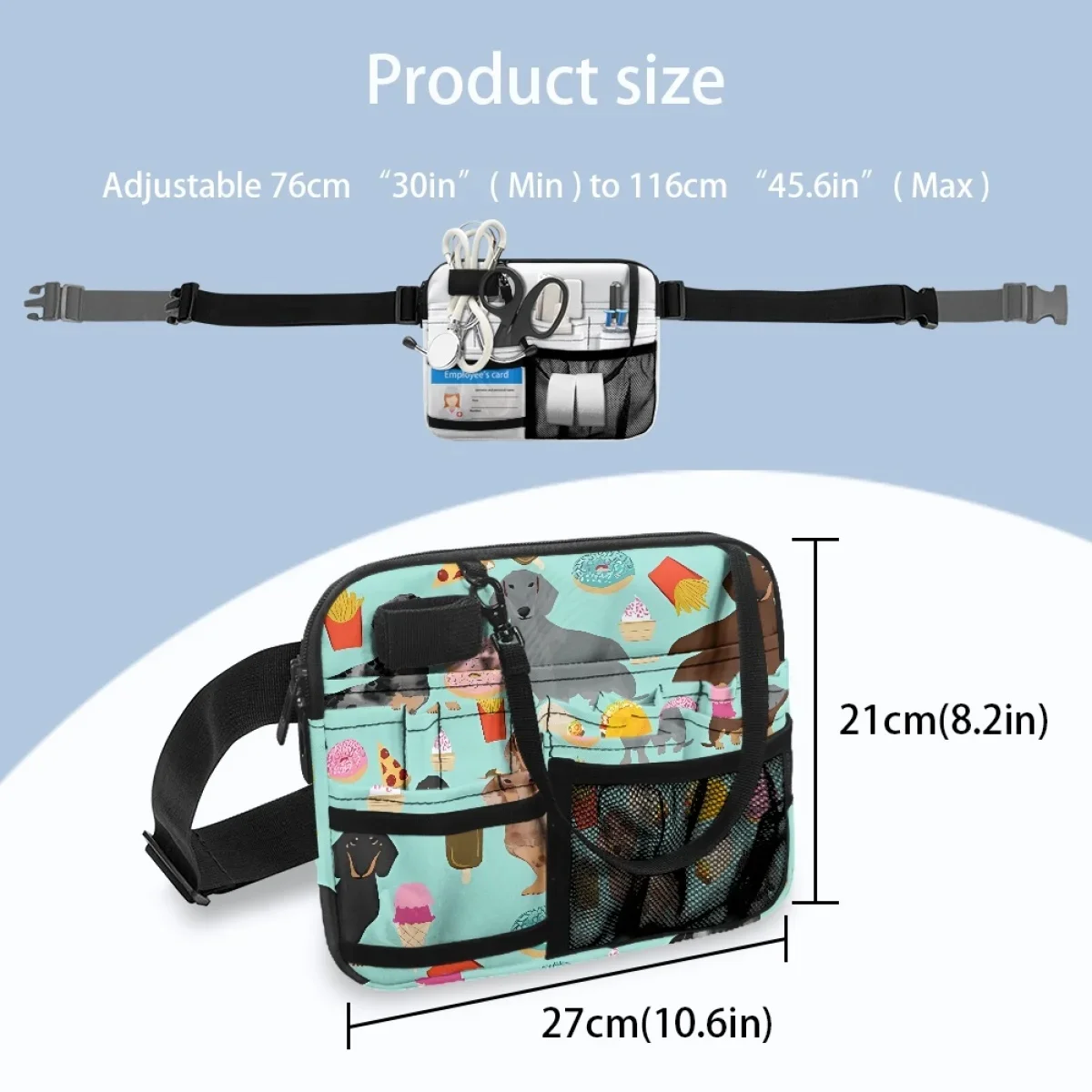 Multi Compartment Utility Hip Bag Case Nurse Belt Organizer Tool Waist Pouch Dachshund Designer Casual Carry Fanny Pack Gift New