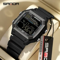 2024 SANDA 6196 Electronic Watch Multi functional Night Glow Waterproof Sports Men's Lightweight Square Classic Student Watch 1