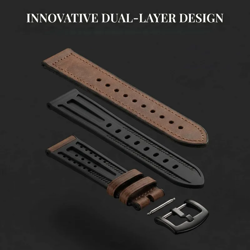 Vintage Leather Smart Watch Strap, Premium 20mm/22mm Bracelet