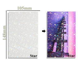 Holographic Star Dot Waterproof Cold Laminating Film - 50 Sheets of A6 Self-Adhesive Paper (Star 50pcs)