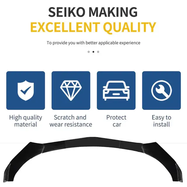 Kit 3 Pièces Spoiler (Lèvre) Avant Universel Pour Pare-chocs Voiture - ABS, Angle Réglable - Protection Et Style