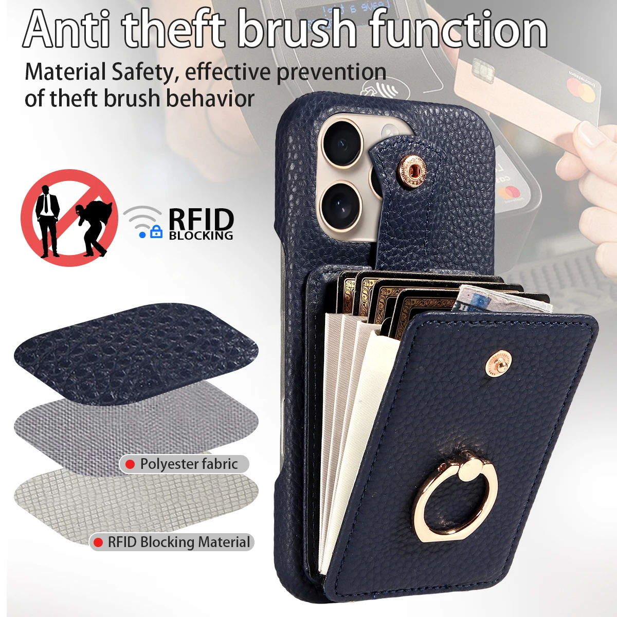 Fashionable Leather Multi-Card Wallet Stand Phone Case - Portable & Multifunctional Protective Cover