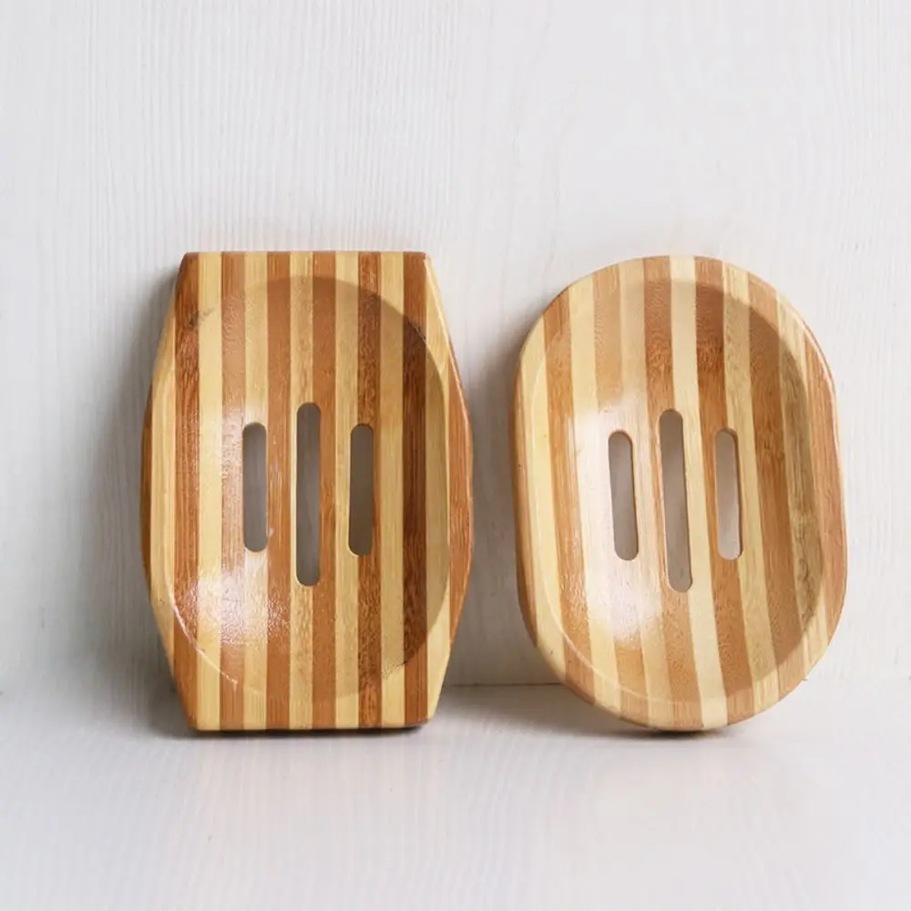 Wooden Natural Bamboo Soap Dishes Tray Holder Storage Soap Rack Plate Box Container Portable Bathroom Dish Storage Box soap holder shower soap tray soap dish rack
