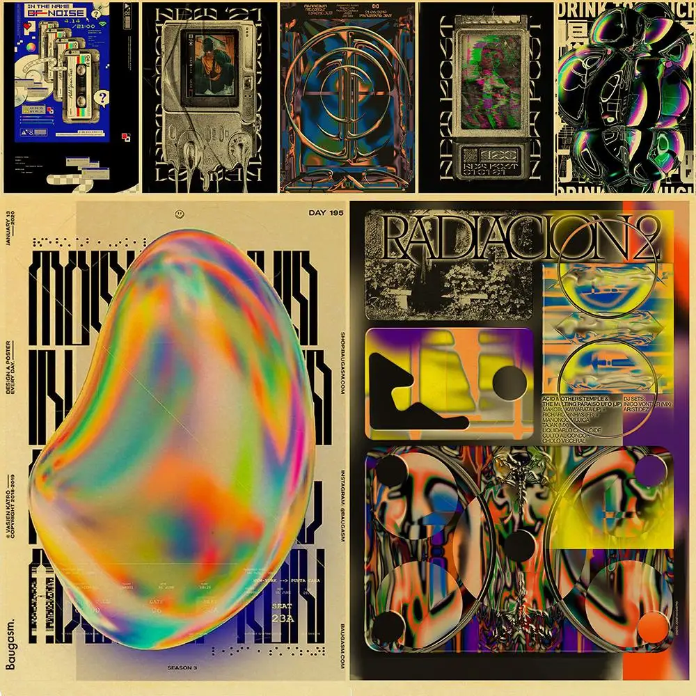 

Психоделическая кислота, графическое искусство Vaporwave, индивидуальный ретро-постер Декор для дома комнаты Bar Cafe, Современная эстетическая картина, настенная наклейка