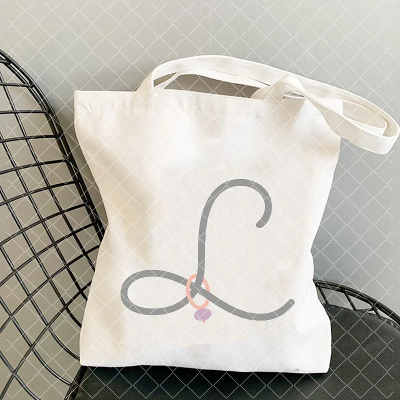 Name & Initial Embroidered Large Canvas Tote Bag