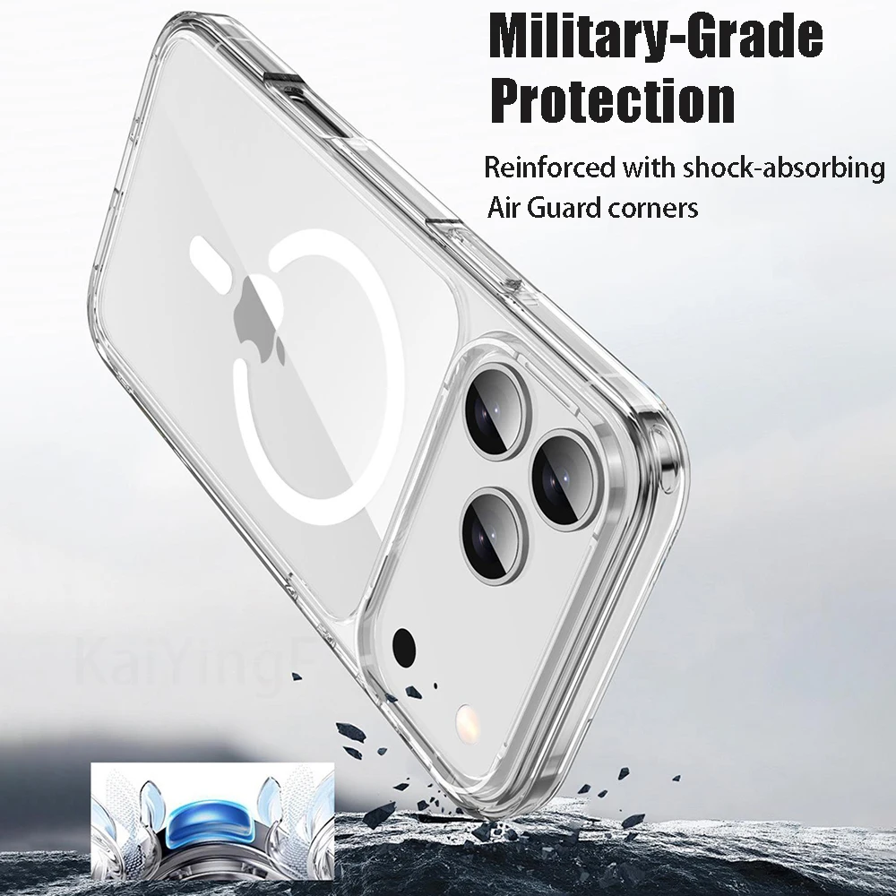 Magnetic Clear Phone Case with Anti-Yellowing and Wireless Charging Compatibility