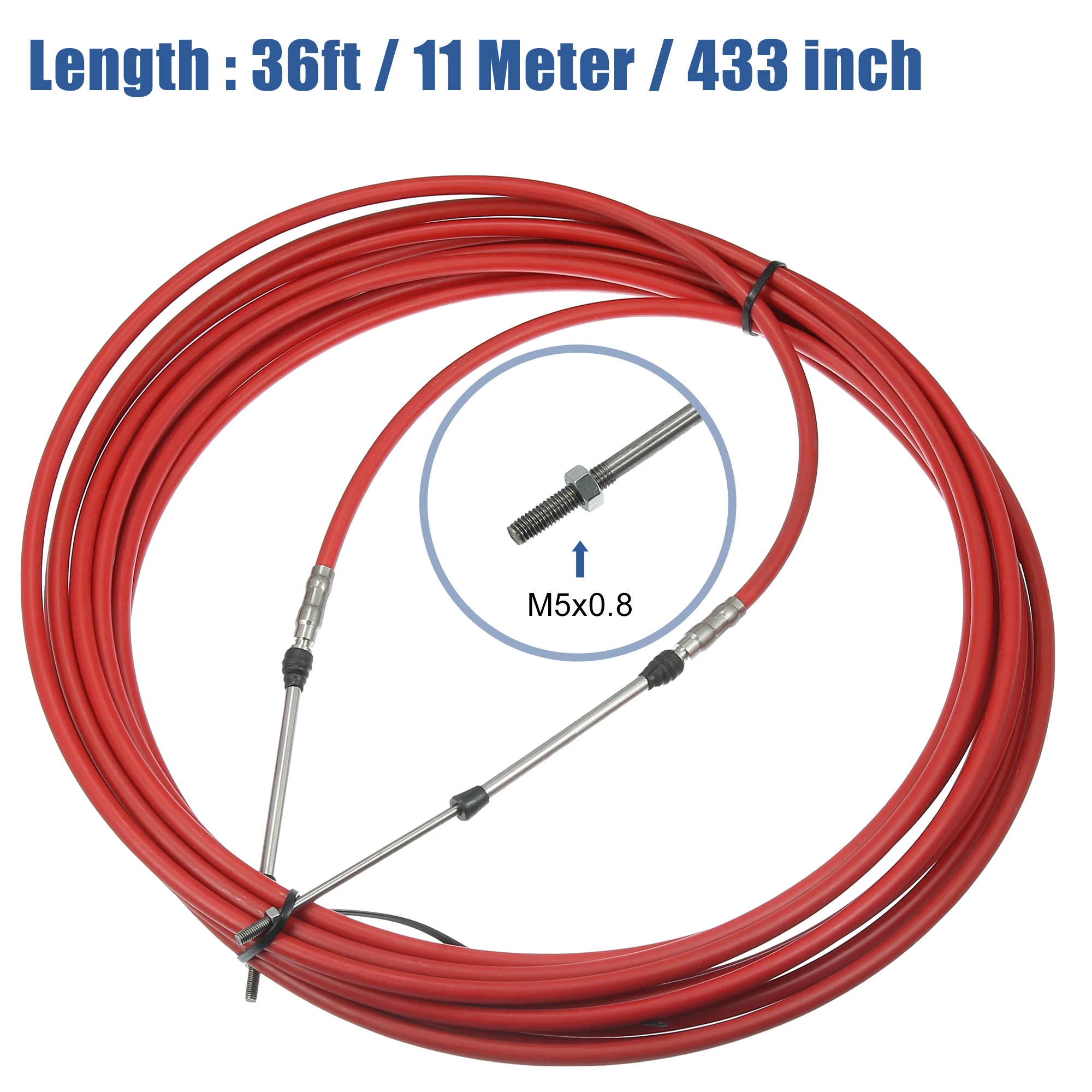 Unique Bargains 2pcs 18ft 5.5 Meter 217inch Marine Throttle Shift Remote Control Box Cable Red