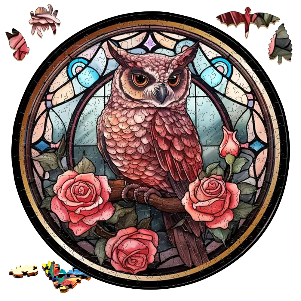 Owl Wooden Jigsaw Puzzle Board Games Animal Owl Round Shaped Wood Puzzles Toys Secret Puzzle Boxes Package Best Gift For Adults