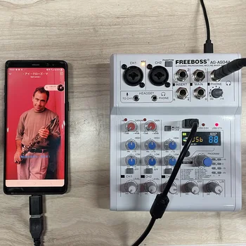 FREEBOSS Mixing Console Mobile Broadcast 4 Channel Bluetooth PC USB Play Record 88 DSP Digital Effect Sound Audio Mixer AG-AS04A 2