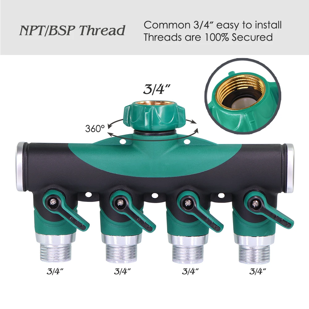 4 outlet metal hose connector