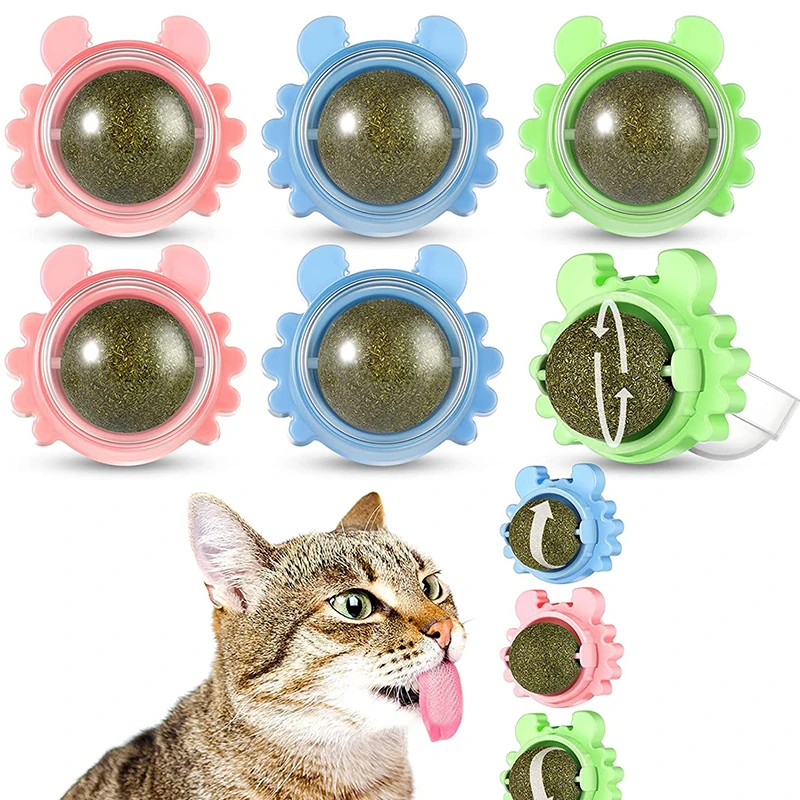 Nutrition Cat Catnip Ball Dust Cover Round Safe Catnip Snack Lick Candy Vitamin Pudding Catnip Lollipop for Cat Kitten Ragdoll