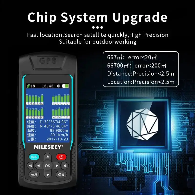 MILESEEY Handheld GPS Land Measuring Instrument Rural Area Meter GPS Land Meter Measur Instrument MC8066C Support Airborne or Walk Measure
