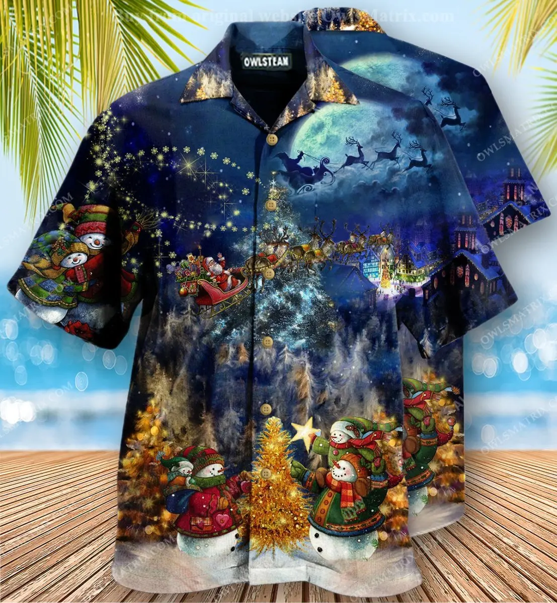 New Casual Men's Shirts Santa Claus Surfing Cool Christmas Day Hawaiian Short Sleeve Oversize Cuban Collar Shirts Summer Beach