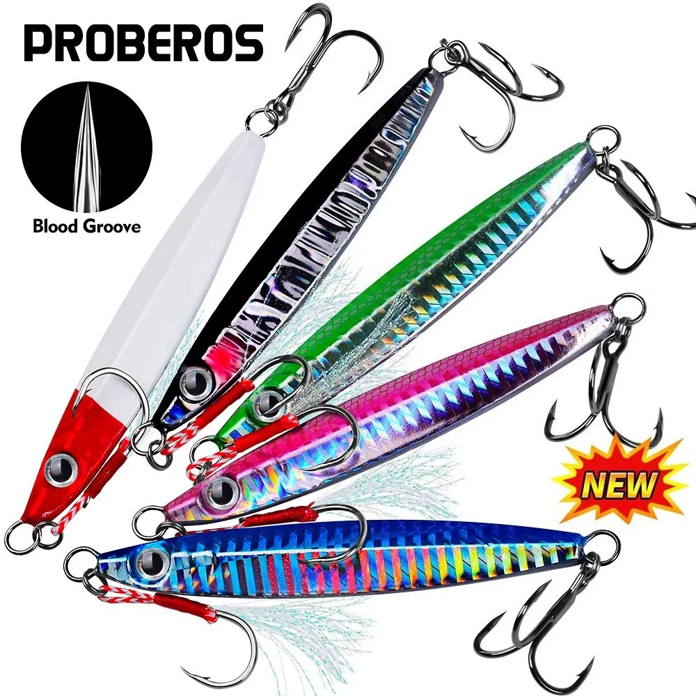 Leurres métal jig 3D 5 pièces 10g à 60g pour pêche en mer et surfcasting -