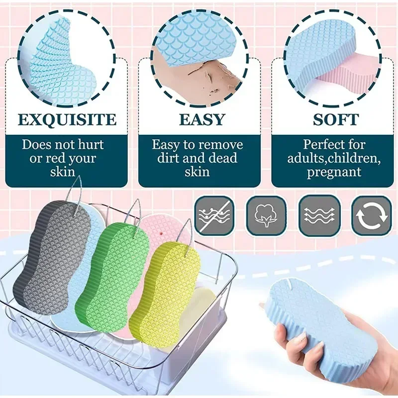 Description Picture 5 of item1pc Soft Sponge Body Scrubber Bath Exfoliating Scrub Sponge Shower Brush Body Wash Skin Care Remover Exfoliator Sponge Massager