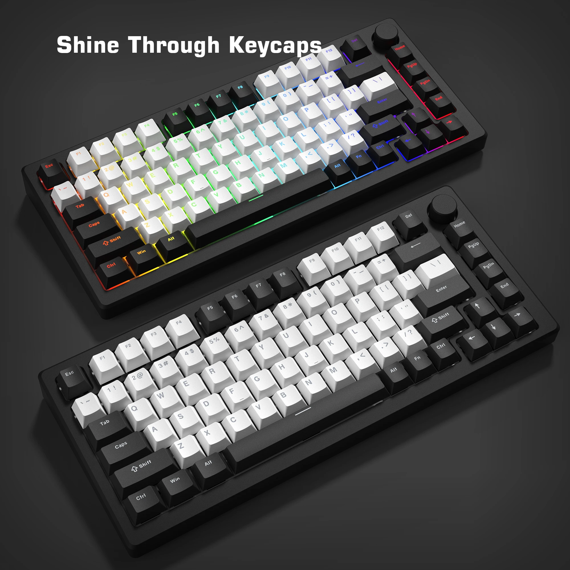 Cereja Perfil Backlit Pbt Keycaps Rgb Gateron Switches mx Gamer Teclado Mecânico Branco Preto 124 Chaves - Imagem 3
