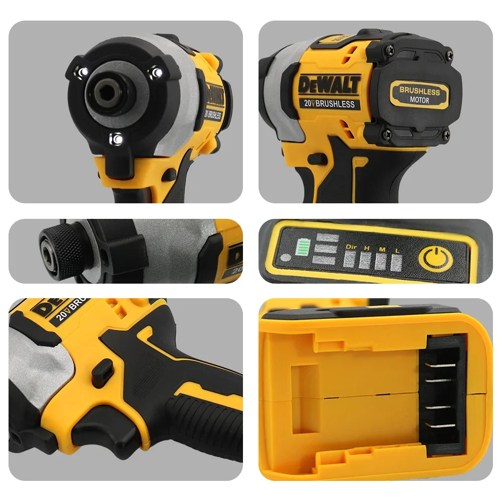 DEWALT Impact Driver 205NM Brushless Cordless Screwdriver 20V Battery Rechargeable Electric Impact Drill Power Tools 850