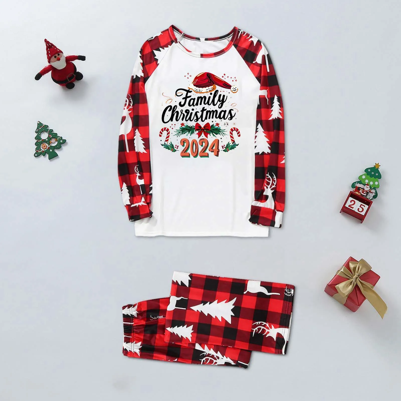 Pijamas navideños, ropa de dormir familiar a juego, papá, mamá y yo, conjunto de camiseta y pantalones con estampado de dibujos animados de coches rojos