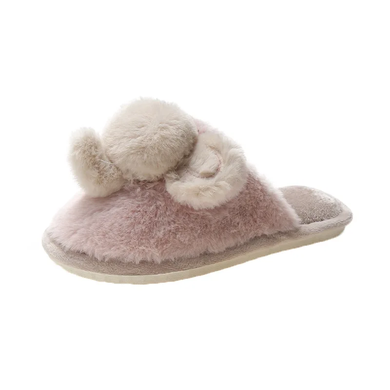 Women Slippers Cartoon Elephant Winter Fur House Indoor Outdoor Plush Warm Cotton Shoes Men Couple Comfortable Zapatillas Mujer