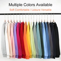Round Necked Hoodie Loose Solid Color Spring Autumn Winter Men And women's Plush And Thick Versatile Top Sweatshirts Pullover 1