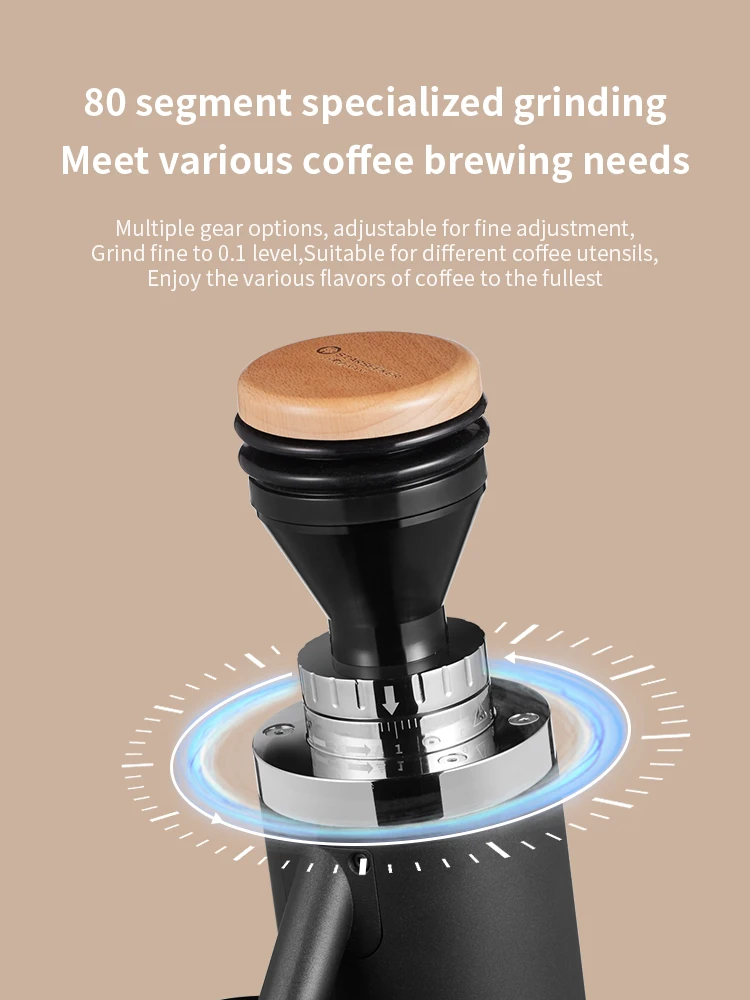 STARSEEKER Electric Coffee Grinder 64MM Titanium Alloy Flat Titanium Burr Stepless Fineness Adjustment Portable Household Black 4