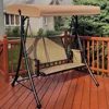 2-Seat Deluxe Outdoor Patio Porch Swing with Weather Resistant Steel Frame, Adjustable Tilt Canopy 1