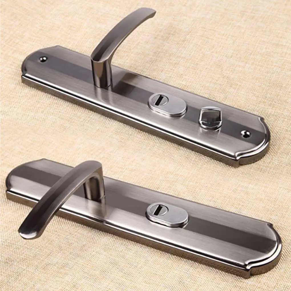 Door Handles 1 Pair Security Entry Lever Stainless Steel Lock Panel