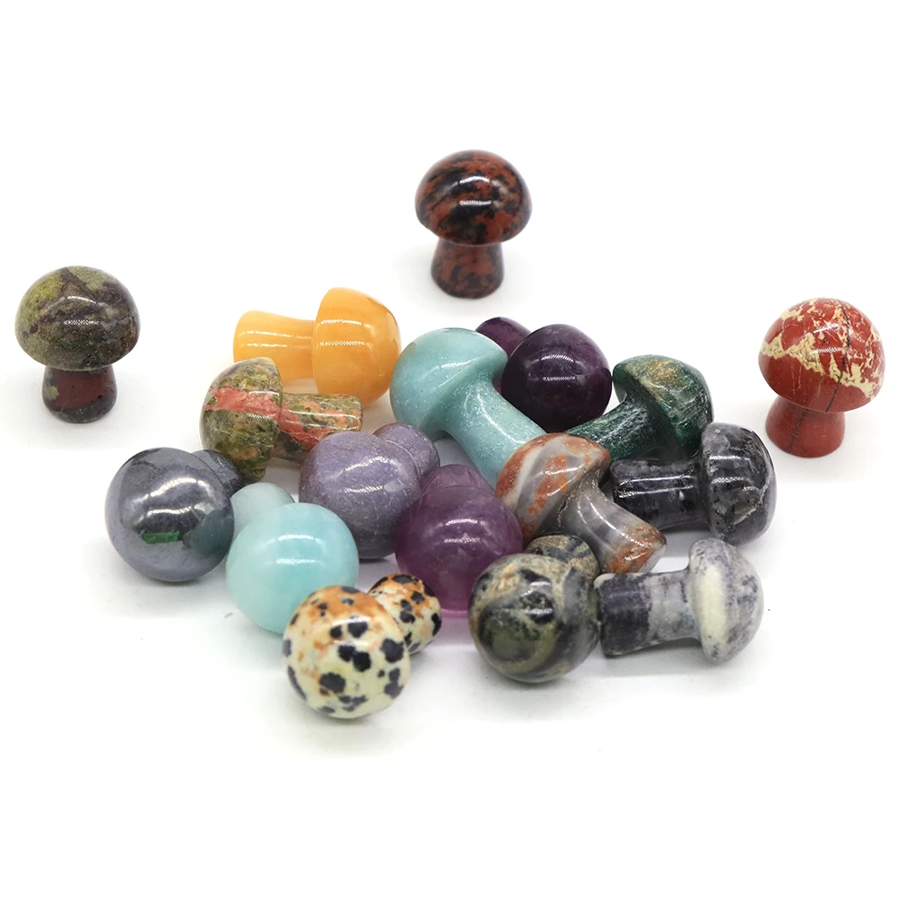 20mm Natural Stone Mineral Crystal Agate Quartz Healing Mushroom Room Home Decor Aquarium Decoration Crafts Ornament Accessories
