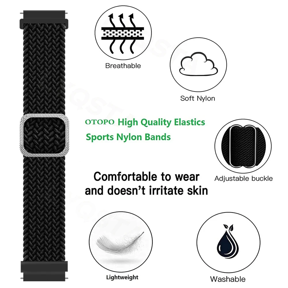 Braided Nylon Watchband - 20/22mm Strap Wristband Bracelet Correa