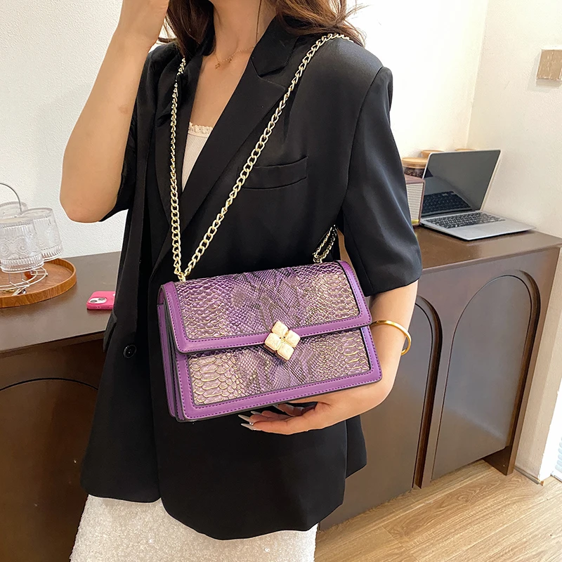 Luxury Purple Women's Single Shoulder Bag Pu Leather Ladies Bag