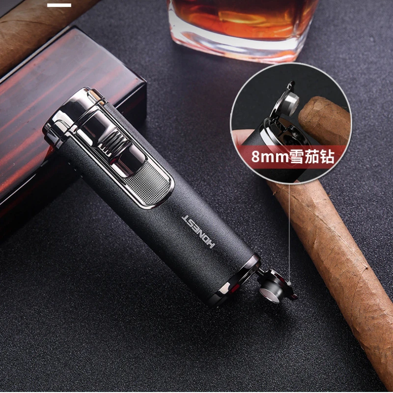 Windproof Torch Jet Lighter Spray Gun Turbo Gas 1300 C Metal Four Nozzles Butane Cigar Cigarettes Lighters Smoking Accessories images - 6