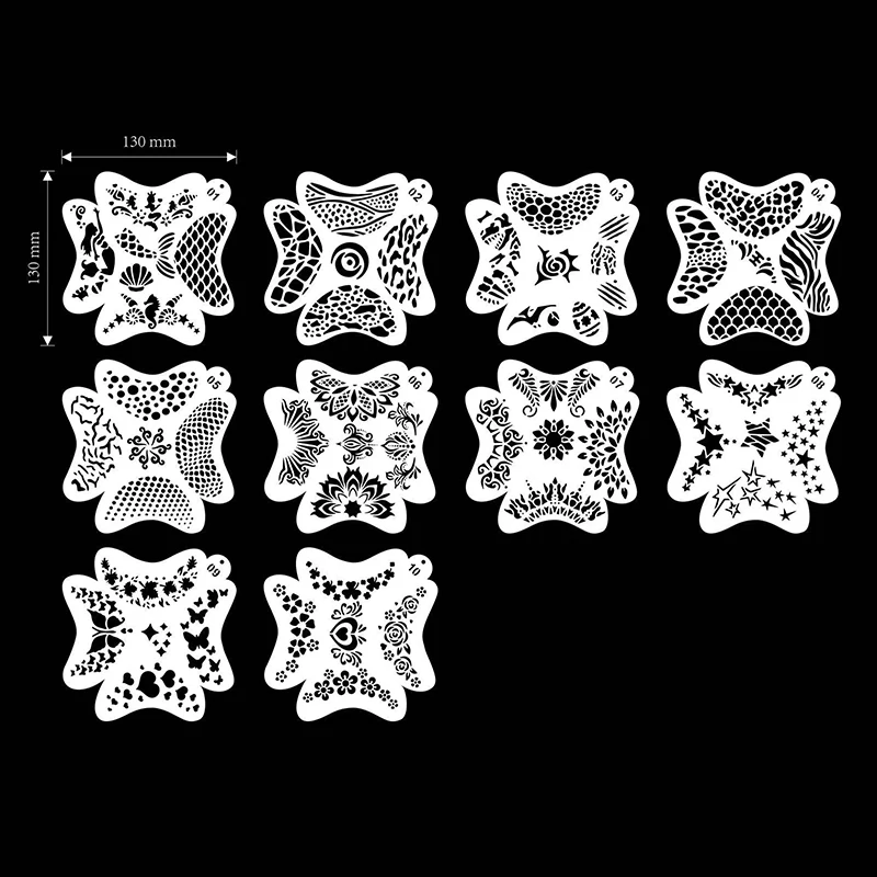 Face painting template 10pcs children face painting washable body face tattoo spray DIY template