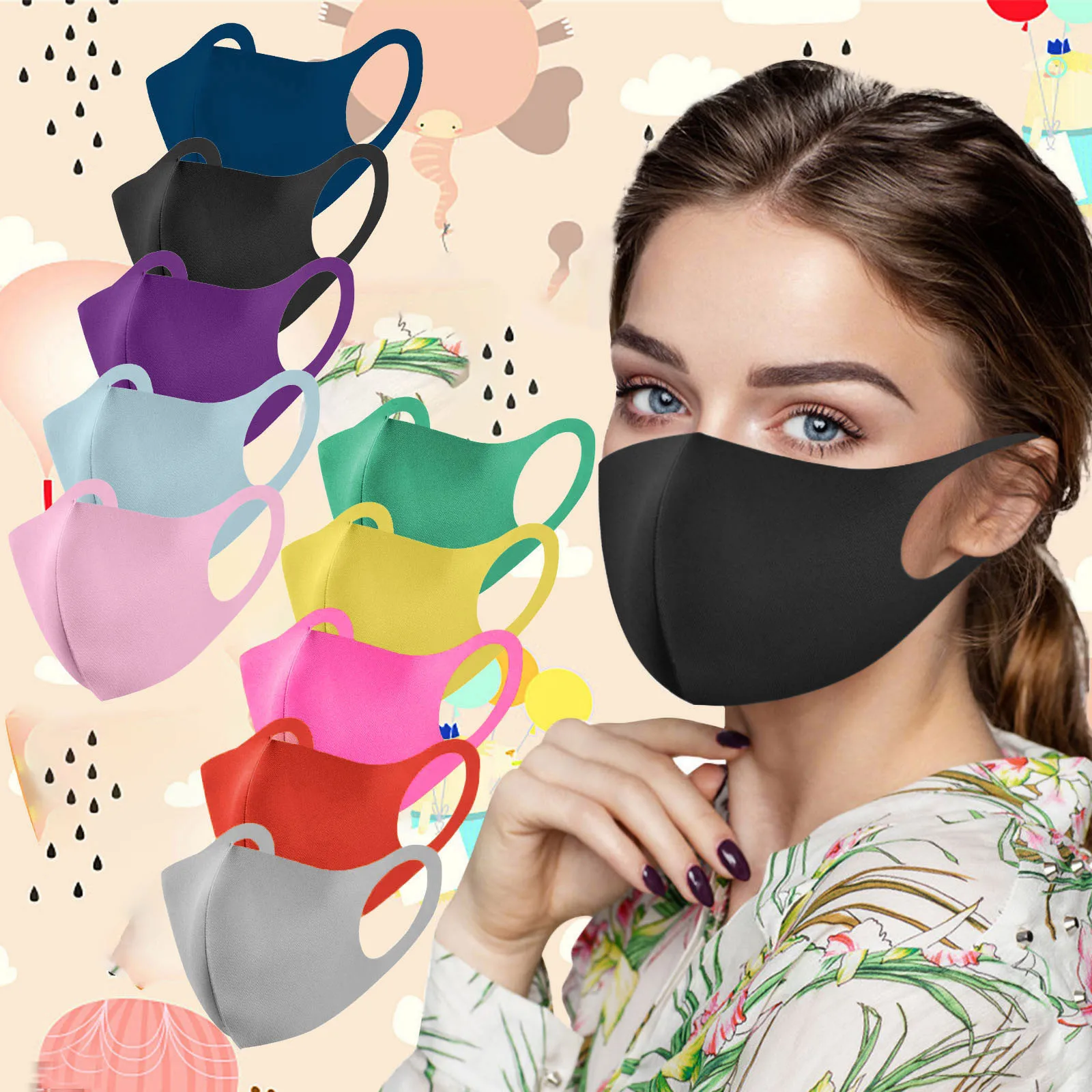 

20 Pcs Fashionable Mask With A Variety Of Color Options Adult'S Reusable Washable Face Mask Carbon Filter Odorless Comfort Mask