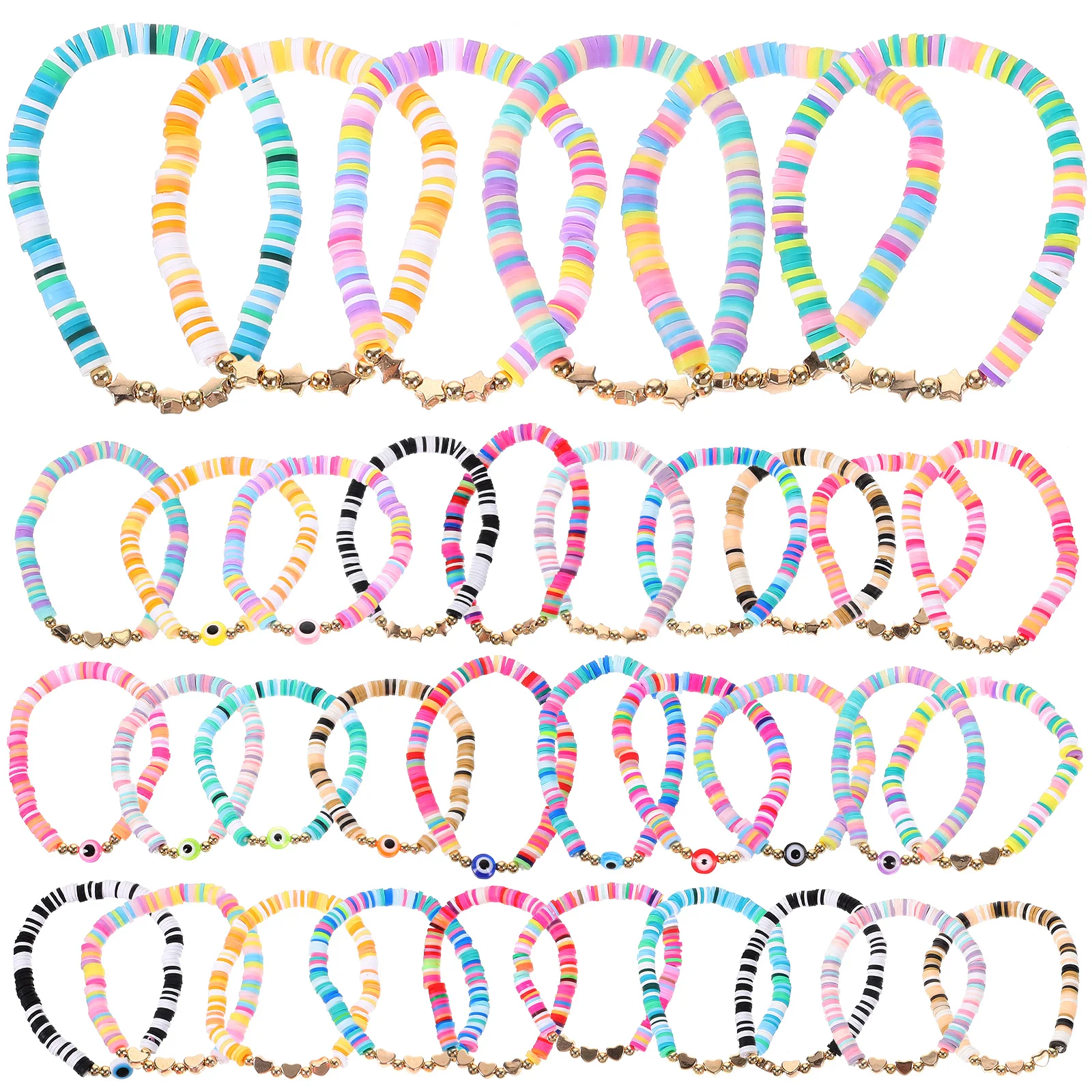 

36pcs Bohemian Bracelets Polymer Clay Bracelets Women Wrist Bracelets Girls Wrist Jewelries