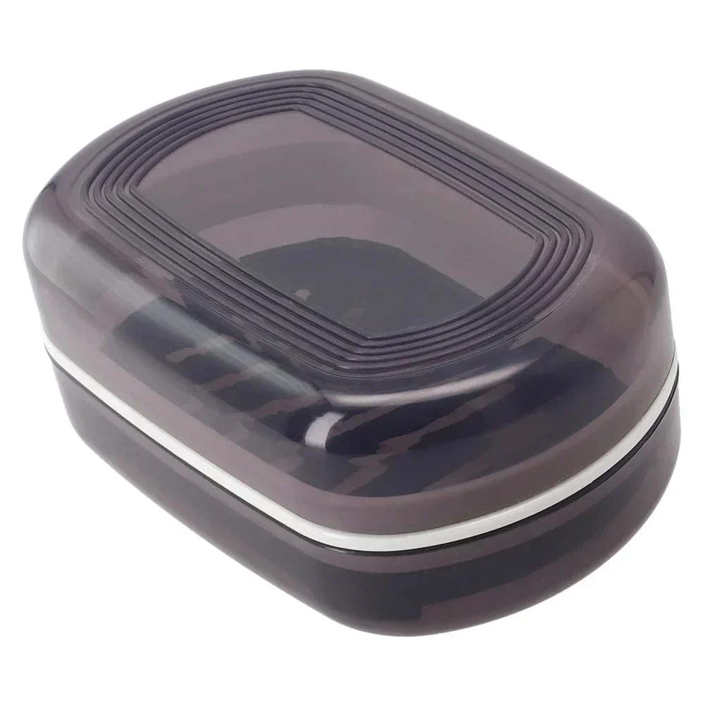 1pc Soap Box With Lid Travel Reusable Dish Holder Container Soap Case Bathroom Accessories PP Double Layer Drainage Net Handle 2